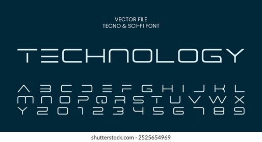 Font Techno Sans Serif Alphabet. Display Typography. Vector EPS. For Poster, Print files, T-shirt Design, Logos