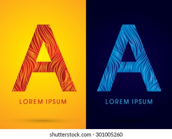A ,Font ,Text, designed using line fire and cool, graphic vector.