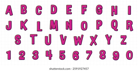 Font text effect letter set with retro vibrant style