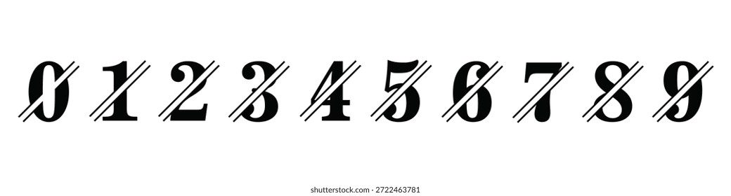Texto da fonte número 1 a 10 design do logotipo. Fonte serif de modelo de ícone de vetor de tipografia.