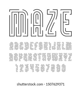 Font from thin line, trendy simple alphabet sans serif, modern black letters and numbers for your logo