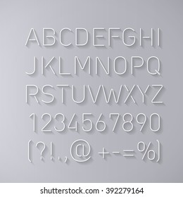 Font Thin Lines with Shadow Isolated on Gray Background