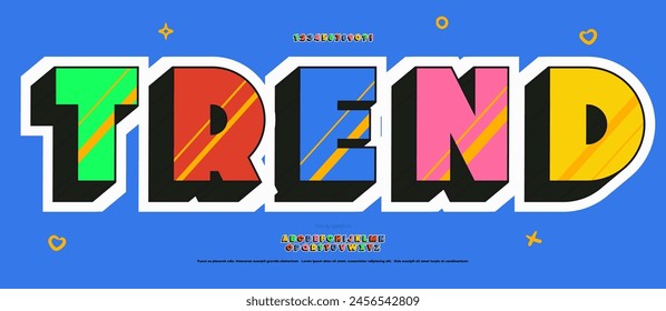 Font trend 3d bold coloful style