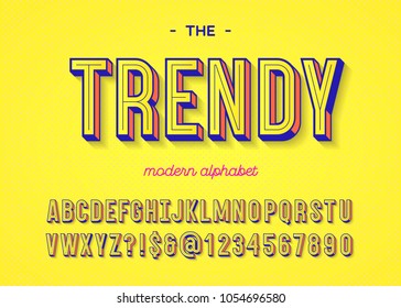 Font Trendy Colorful 3d Typography Sans Serif Style For T Shirt, Promotion, Party Poster, Sale Banner, Offer. Vector Illustration