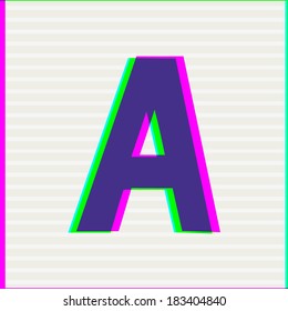 Font type letter A. Stereo Colors Alphabet. Vector illustration. 