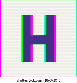 Font type letter H. Stereo Colors Alphabet. Vector illustration. 