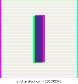 Font type letter i. Stereo Colors Alphabet. Vector illustration. 