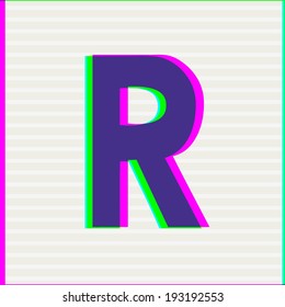 Font type letter R. Stereo Colors Alphabet. Vector illustration. 
