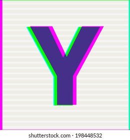 Font type letter Y. Stereo Colors Alphabet. Vector illustration. 
