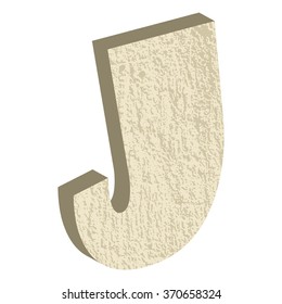 Font type with rock or stone texture, letter J