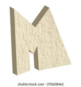 Font type with rock or stone texture, letter M