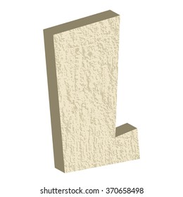 Font type with rock or stone texture, letter L