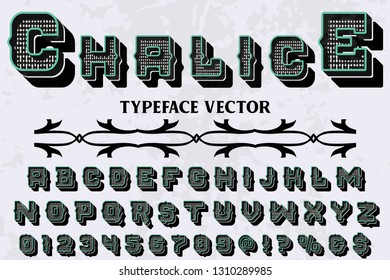 Font Typeface handcrafted handwritten vector label design named vintage chalice