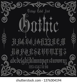 Font. Typeface. Script. Gothic style - vintage script font. Vector typeface for labels and any type designs - stock vector