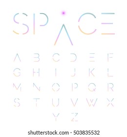 Font. Typeface. Script. Font with minimal design. Typographic alphabet in a set. Modern minimalistic font "SPACE"