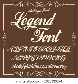 Font. Typeface. Script. Old style - vintage script font. Vector typeface for labels and any type designs - stock vector