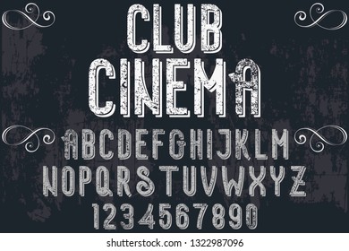 font typeface vector alphabet design named club cinema