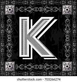 font typeface vintage alphabet and monogram floral lettering label design named k
