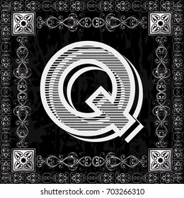 font typeface vintage alphabet and monogram floral lettering label design named q