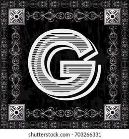 font typeface vintage alphabet and monogram floral lettering label design named g