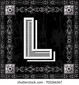 font typeface vintage alphabet and monogram floral lettering label design named l