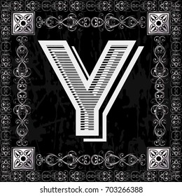 font typeface vintage alphabet and monogram floral lettering label design named y