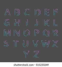 Font. Typeface.Typographic Alphabet In A Set. All Caps Letters With Vibrant Gradient