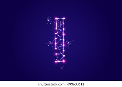 Font - typography design. Abstract form with connected lines and light dots. Vector Illustration. - line stroke weight editable