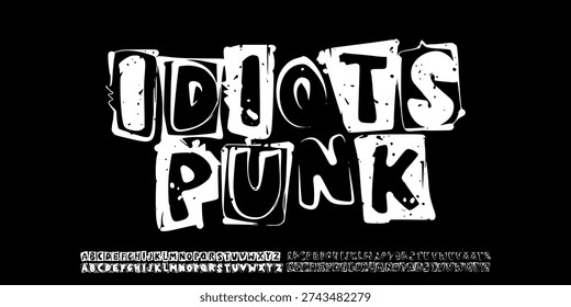Font vector. Alphabet Hand Drawn Punk Graffiti Alphabet Vector Font