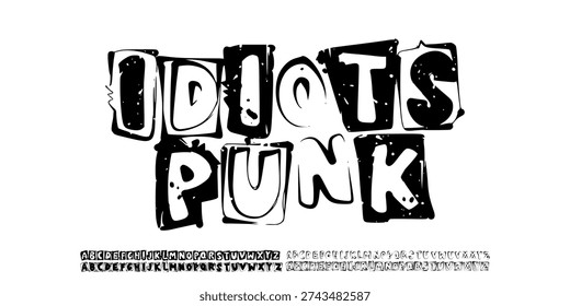 Font vector. Alphabet Hand Drawn Punk Graffiti Alphabet Vector Font