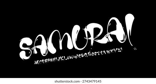 Font vector. Alphabet Modern Samurai Brush Font - Japanese Style Urban Calligraphy