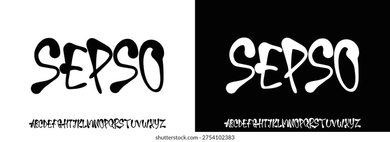 Font vector. Alphabet Sepso Gloop