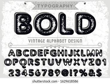 Font Vector .Alphabet typeface. Vintage modern font.  Alphabet Fonts. Typography. Letters style uppercase and numbers. Vector illustration