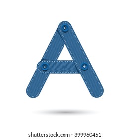A font vector with blue Jeans on White background,