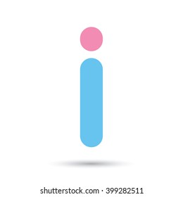 i font vector with blue and pink color isolate on White background