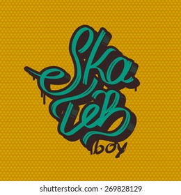 Font vector composition on the topic skate, skater, skateboarding. draw beautiful font, design t-shirt