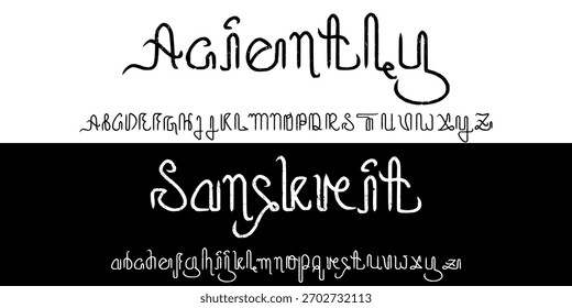 Fondo blanco y negro del pincel de letras del diseño del Vector de fuente