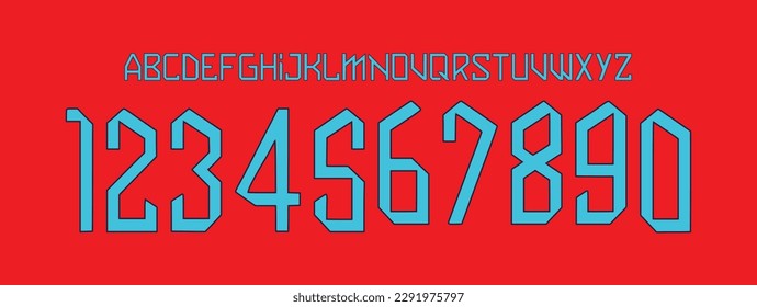 font vector England away 2022, font football sports style letters and numbers for soccer team, font England.