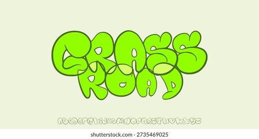Schriftart, Vektorgrau, Typografie, Schriftzug, handgezeichnet, Graffiti, Blasenschrift, einfaches Design
