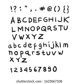 font vector, handdrawn, upper and lower case letters