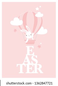 Font Vector illustration with bunny for Easter. It can be used as a poster, postcard and invitation to the Easter holiday.