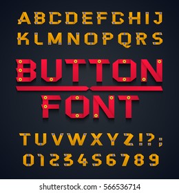 Font, vector illustration. A set of letters and numbers, with yellow buttons