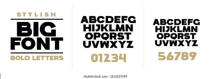 font vector illustration. Stylish bold large vector composite grotesque font. set of letters of the English alphabet. uppercase, lowercase and numbers