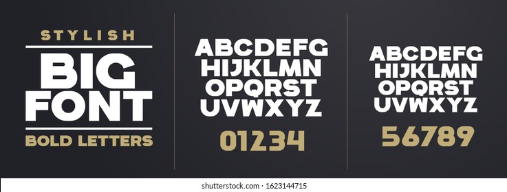 font vector illustration. Stylish bold large vector composite grotesque font. set of letters of the English alphabet. uppercase, lowercase and numbers