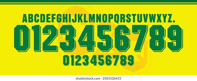 font vector team 1994 kit sport style, brazil font, retro font. soccer football style font with lines. sports style letters and numbers for soccer team