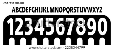 font vector team 1997 - 1998 kit sport style font. juventus football style font. italy league. sports style letters and numbers for soccer team