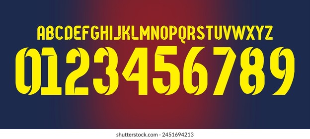 font vector team 2012 - 2013 kit sport style. football style font with lines. Barcelona font. barça font. sports style letters and numbers for soccer team