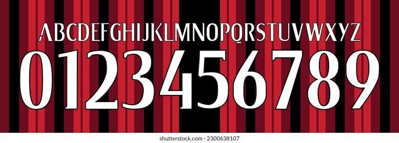 font vector team 2014 - 2015 kit sport style font. football style font with lines and points inside. Rossoneri. milan font. sports style letters and numbers for soccer team