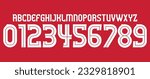 font vector team 2014-2015 kit sport style font. football style font with lines inside. liverpool home font england teams. premier league. sports style letters and numbers for soccer team