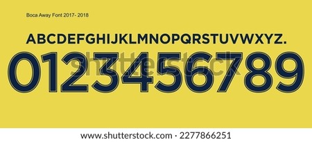 font vector team 2017 - 2018 kit sport style font. football style font with lines. Boca font. xeneize .sports style letters and numbers for soccer team